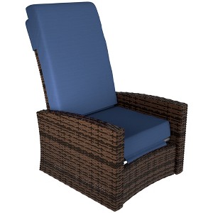 Outdoor Wicker Swivel Recliner Chair, Lifting Footrest, 360 Degree Rotating Basic, Water-resistant Cushions - 1 of 4