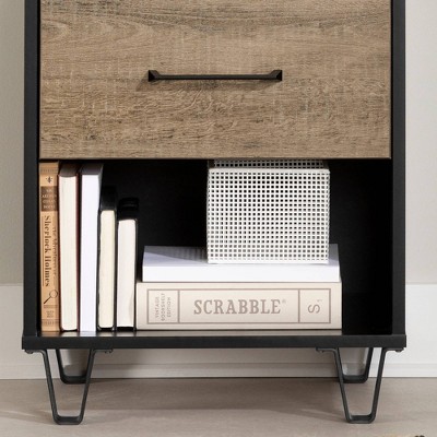Arlen Weathered Oak and Matte Black 1-Drawer Nightstand