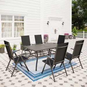 Captiva Designs 7pc Patio Dining Set with Slat-top Rectangle Table & Sling Foldable Chair - 1 of 4
