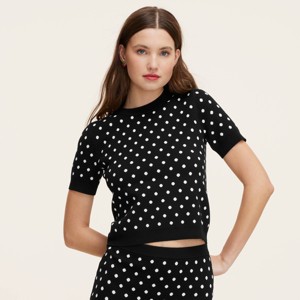 Women's Mini Polka Dot Short Sleeve Crewneck Pullover Sweater - kate spade new york x Target Black/White - 1 of 4