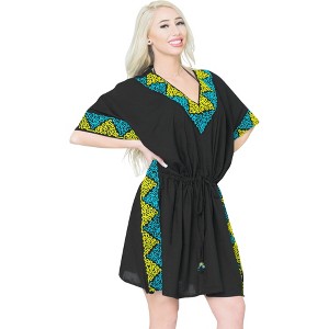 LA LEELA women's Vacation Casual Swim Holiday Beachwear Summer Beach Dress Plus Size Holiday Swimsuit Cover Ups 3X-4X Black, Solid - 1 of 4