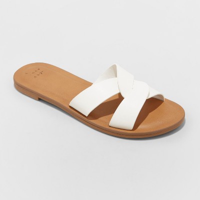 slip on sandals white