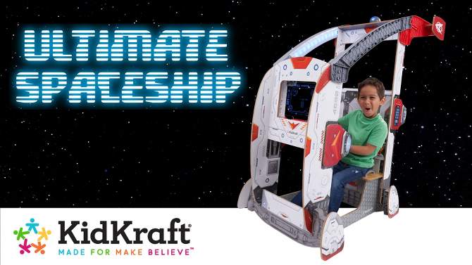 KidKraft Ultimate Spaceship Wooden Pretend Play Set with Lights Sounds and Space Projector, 2 of 12, play video
