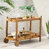 VYNXARIA Wood 2-Tier Bar Cart with Detachable Tray 4 Lockable Casters & 1 Handy Handle - 2 of 4