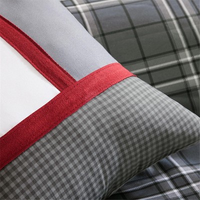 Gray Twin Reversible Microfiber Plaid Comforter Set