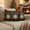 HomeRoots 12" X 20" Green Red And Black Christmas Snowflakes Trio Plaid Throw Pillow Cover - 2 of 4