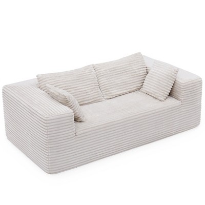 Modern 2-3 Seat Sofa, Contemporary Sofa Couch for Living Room Bedroom, No Assembly Required, Off-White