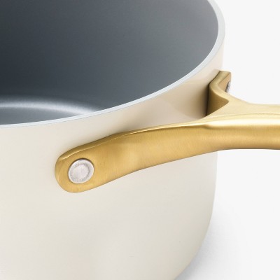 3qt Nonstick Ceramic Coated Aluminum Sauce Pan with Champagne Handle Cream - Figmint™