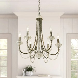 Rennnsan Felix 6-Light Mid-Century Vintage Antique Silver Sputnik Candle Wood Chandelier for Dining Room and Living Room - 1 of 4