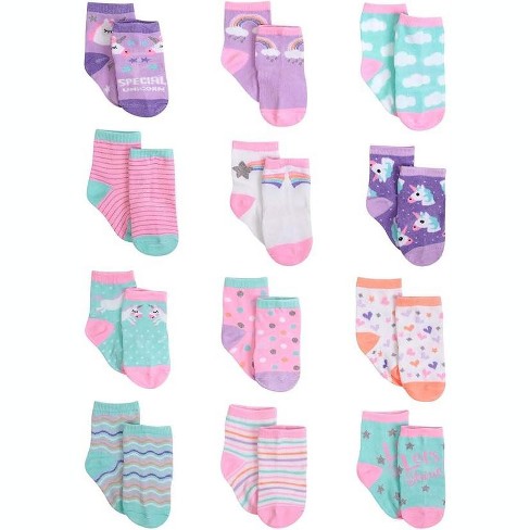 Rising Star Infant Girls Baby Socks, Non Slip Grip Ankle Socks For