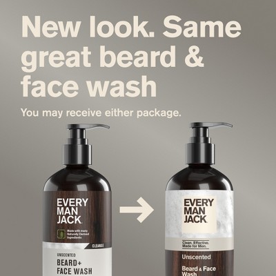 Every Man Jack Naturally Derived Men's Beard and Face Wash - Unscented - 6.7 fl oz: Liquid Vegan Deep Cleaning for Normal Skin
