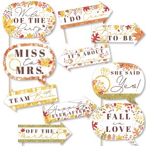 Big Dot of Happiness Funny Fall Foliage Bride - Autumn Leaves Bridal Shower and Wedding Party Photo Booth Props Kit - 10 Piece - 1 of 4
