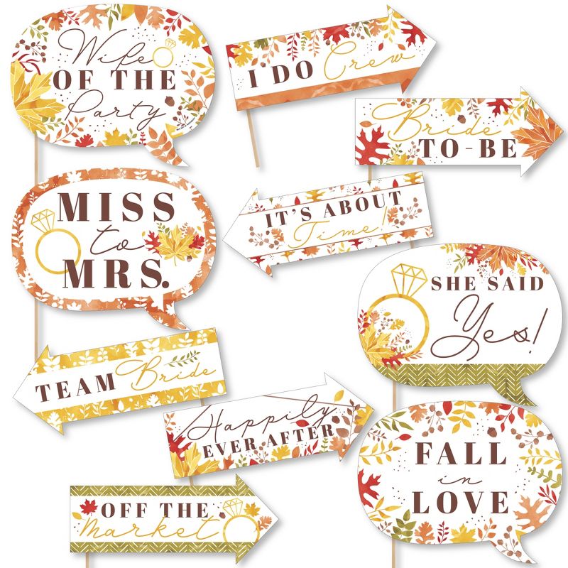 Big Dot of Happiness Funny Fall Foliage Bride - Autumn Leaves Bridal Shower and Wedding Party Photo Booth Props Kit - 10 Piece, 1 of 6