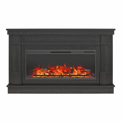 Ameriwood Home Elmcroft Wide Mantel with 43" Linear Electric Fireplace Insert