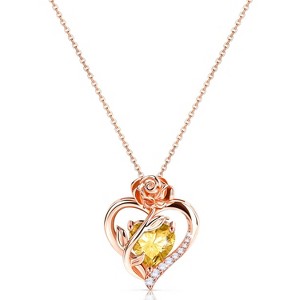 Molenia Heart Birthstone Necklace for Women 925 Sterling Silver Rose Gold Necklace Pendant Jewelry Christmas Anniversary Birthday Gifts for Her - 1 of 4