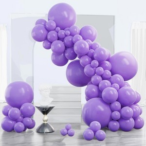 PartyWoo Balloons Purple Light Lavender Lilac 18 12 10 5 Inch 140 pcs - 1 of 4