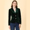 INSPIRE CHIC Women's Notched Lapel Vintage Office Button Front Velvet Blazer - 3 of 4