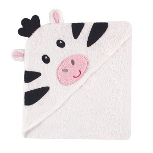 Luvable Friends Baby Unisex Cotton Animal Face Hooded Towel, Zebra, One Size - 1 of 1