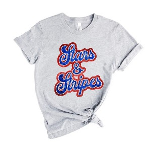 Simply Sage Market Women's Stars and Stripes Cursive Short Sleeve Graphic Tee - 1 of 4