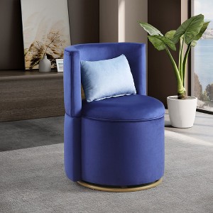 Swivel Accent Chair With Storage Velvet Round Barrel Chair With Metal Base Swivel Lounge Club Chair For Living Room - 1 of 4