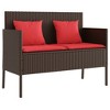 vidaXL Patio Bench with Cushions Brown Poly Rattan - 2 of 4