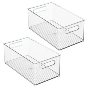 iDesign Plastic Stackable Fridge Bin with Handles, Set of 2, Clear, Made in USA - 1 of 4