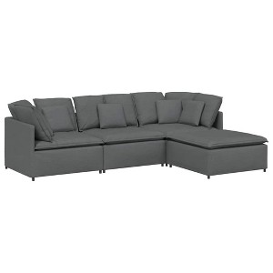 vidaXL Modular Sofa with Footstool/Cushions - 118" x 79" Dark Gray Fabric Upholstery, Metal Frame, Modern Design for Living Room, Lounge, Office - 1 of 4