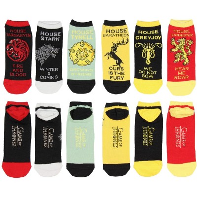 Game of Thrones Socks Noble House Banner Sigil Motto Adult Ankle 6 pack