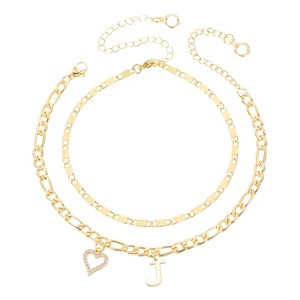 Unique Bargains 14K Gold Plated Dainty Heart Women's Ankle Bracelets with Box - 1 of 4
