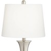 360 Lighting Seymore Modern Table Lamps Set of 2 with Round Risers 27" Tall Brushed Nickel USB Charging Port White Drum Shade for Living Room Desk - 3 of 4