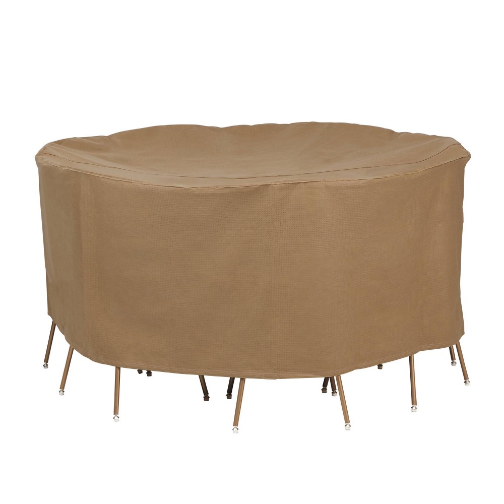 Photos - Furniture Cover Duck Covers Brown 88" Essential Water-Resistant Round Patio Table & Chair