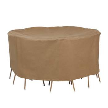 Duck Covers Brown 88" Essential Water-Resistant Round Patio Table & Chair Set Cover