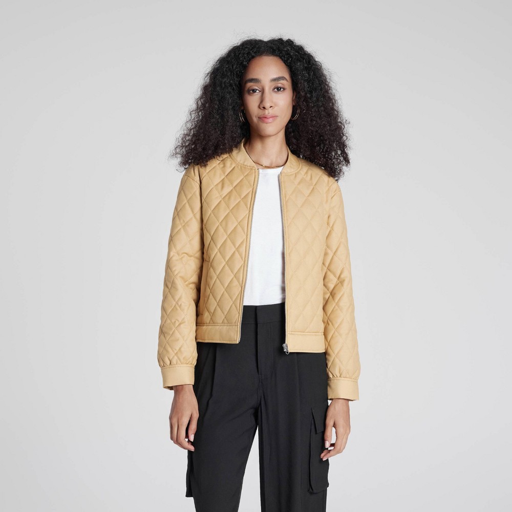 Women's Quilted Bomber Jacket - A New Day™ Yellow XXL