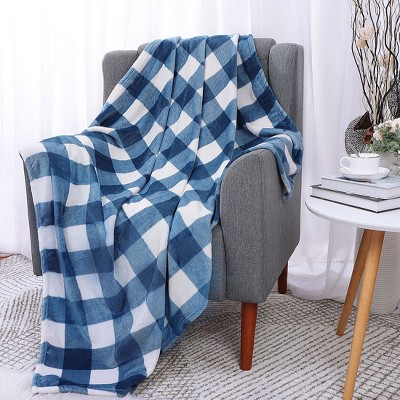 PiccoCasa Lightweight Flannel Fleece Buffalo Checkered Soft Plush Blankets