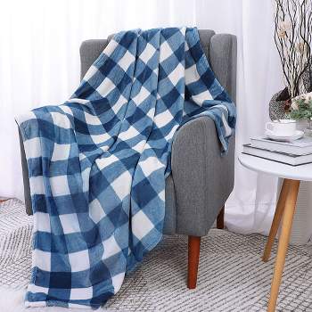 1 Pc 100% Microfiber Polyester Fabric Plaid Buffalo Soft Fleece for Sofa Bed Blankets - PiccoCasa