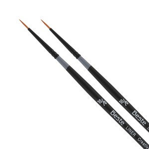 Creative Mark Beste Golden Taklon Liner  #10x0 - 2 Pack Artist Brush, Professional Watercolor Brushes, For Acrylic Painting, Short Handle, Sharp - 1 of 4
