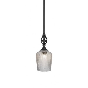 Toltec Lighting Elegante 1 - Light Pendant in  Matte Black with 9" Clear Textured Shade - 1 of 1