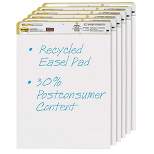 Post-it Self-Stick Unruled Recycled Easel Pads, 25 x 30 Inches, White, 30 Sheets, Pack of 6