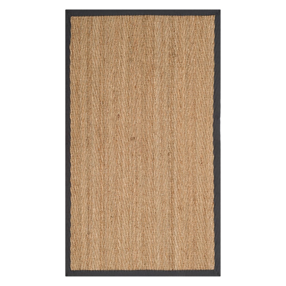 4'x6' Solid Loomed Area Rug Natural/Dark Gray - Safavieh