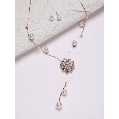 Women's Floral Drop Negligee Necklace - Chalice Silver