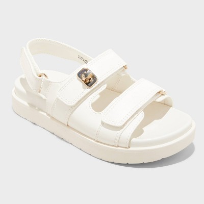 Kids' Verity Platform Hardware Sandals - art class™ Ivory 13: Adjustable Hook and Loop Strap, Open Toe, Textured Outsole