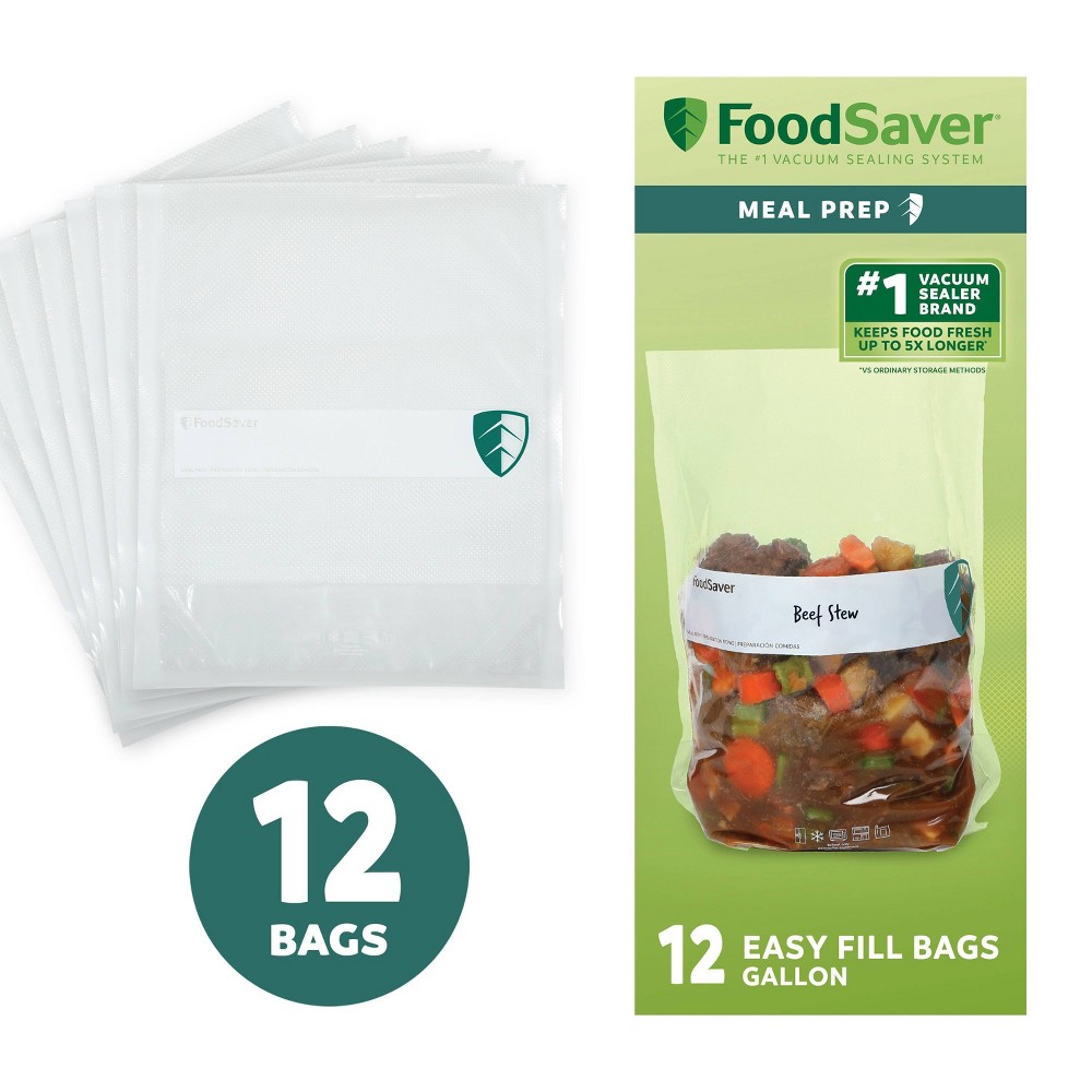 FoodSaver 12pk Meal Prep Gallon Easy Fill Bags