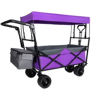 Whisen 480Lbs Collapsible Wagon with Canopy, Wagon Cart with 7" All-Terrain Wheels & Push Handle - 1 of 4