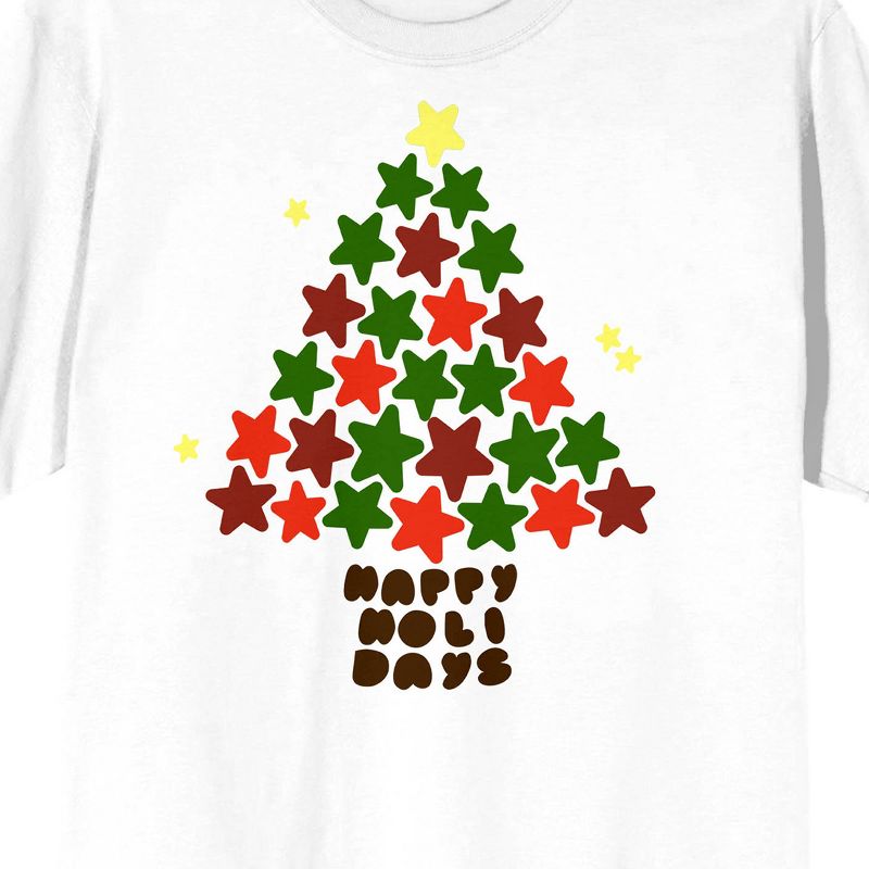Seasonal Shapes Star Christmas Tree Crew Neck Short Sleeve White Adult T-shirt, 2 of 4
