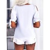 Imily Bela Women Summer V Neck Cold Shoulder Tops Loose Casual Tee Chic Cutout Blouse - 3 of 4