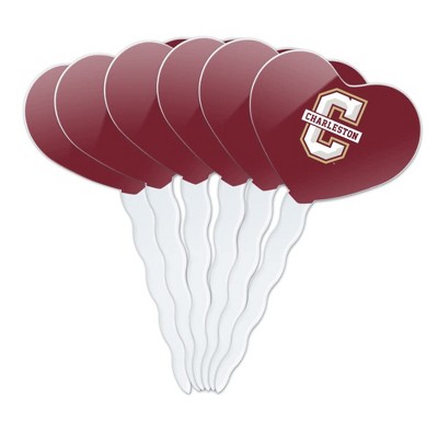 College of Charleston Cougars Logo Heart Love Cupcake Picks Toppers Decoration Set of 6