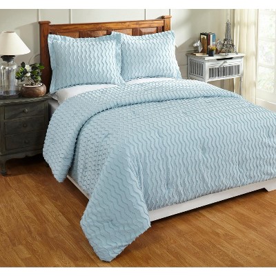 Twin Isabella Comforter 100% Cotton Tufted Chenille Comforter Set Blue - Better Trends