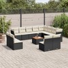 vidaXL Patio Sofa Set with Cushions Outdoor Furniture 13 Piece Poly Rattan - Black and Cream - 2 of 4