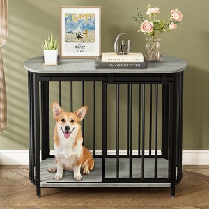 Racxily Furniture Style Dog Crate for Small and Medium Dogs, Wooden Pet Cage, Dog Kennel End Table, Crate with Double-Doors, Gray - 1 of 4