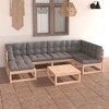 vidaXL Patio Furniture Set 7 Piece Outdoor Sectional Sofa Solid Wood Pine - Natural With Cushion - 2 of 4